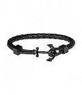 Pulsera Hanse-Klunker piel negra ancla acero ip negro - 707752-21