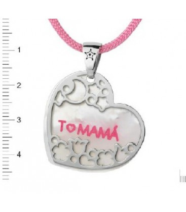 Collar Plata 1ª ley nacar y nailon rosa, sentimientos - K-00829-MA01