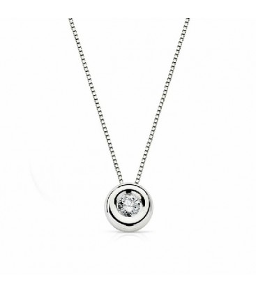 Cadena y chaton de Oro Blanco con Diamante - 17G-012CH/1