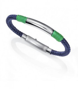 BRAZALETE CORDON AZUL COMBINADO VERDE Y ACERO CIERRE AJUSTABLE - 6438P09013