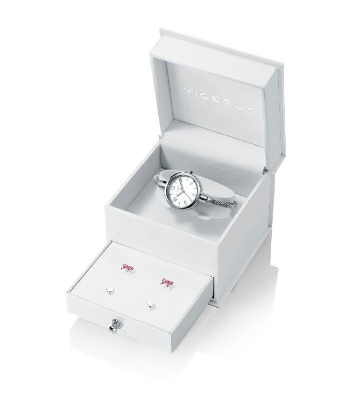 Reloj de niña Sweet con brazalete de acero y esfera rosa