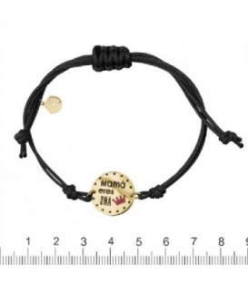 Pulsera nylom negro y plata 1ª ley chapada sentimientos - K-00970-0-4