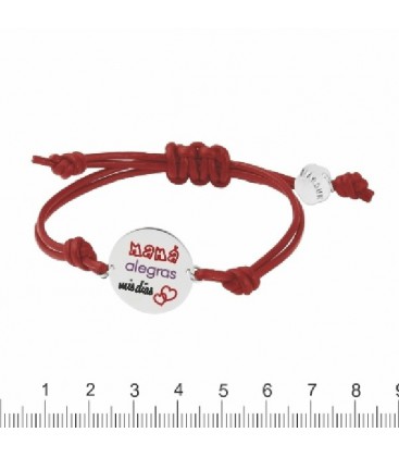 Pulsera cuero rojo plata 1ª ley sentimientos - K-00668-MA03