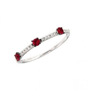 Anillo Rubies y Diamante Oro Blanco 1ª ley - AA031201RB