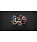 Anillo Oro rosa 1ª ley Diamantes y Zafiros - RP008ADMS4/02