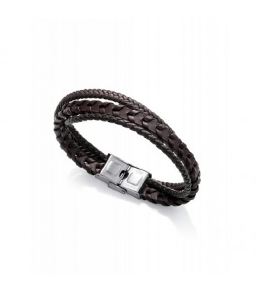 Pulsera Viceroy Fashion Hombre Piel trenzada Marrón y Acero Inoxidable 1334P01011 - 1334P01011