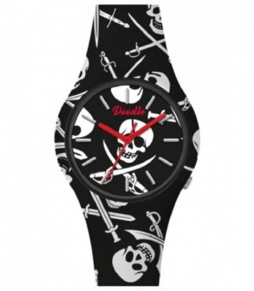 Doodle Watch Reloj de pulsera con diseño de calavera y texto - DO42007