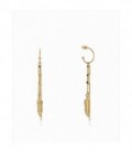 Pendientes Viceroy Kiss de acero Ip dorado con aro y pluma colgando de varias cadenas. - 75308E01012