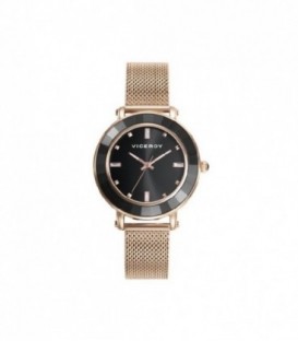 Reloj de Mujer Chic caja y malla milanesa de acero en Ip rosa. - 41128-57