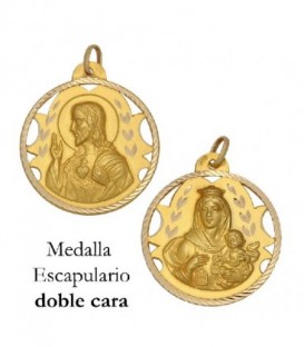 Medalla escapulario calada en Oro amarillo de 18 Kl con borde tallado.22 MM - M-200