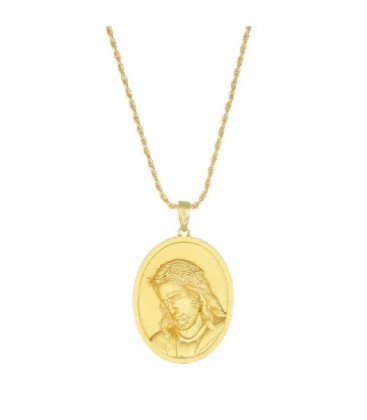 Collar con medalla de Jesús bañada en oro - CLGEG1