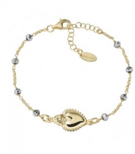 Pulsera Sagrado Corazón Bañada en Oro con Cristales Grises - BRSCGGG