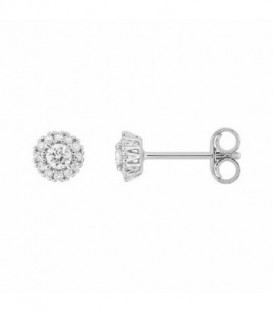 Pendientes oro blanco 9 Kilates 375 Milesimas diamantes sinteticos F-VS. Peso 0.18CT - 9KLGD053W