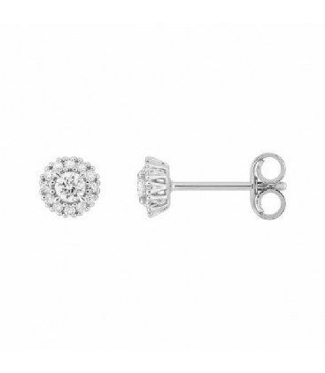 Pendientes oro blanco 9 Kilates 375 Milesimas diamantes sinteticos F-VS. Peso 0.18CT - 9KLGD053W