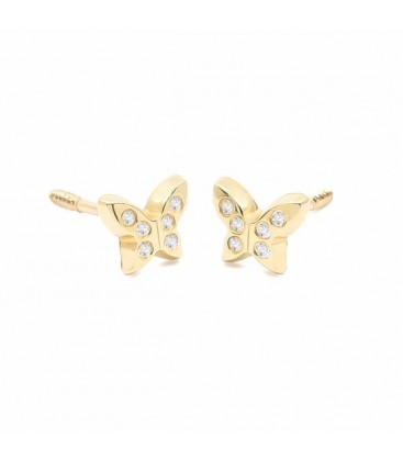 Pendientes bebé mariposa circonitas 4x5 mm Oro amarillo 18K - 1A 2031/1