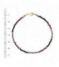 PULSERA ORO 1ª LEY BOLAS 2MM COLOR FINAS RUBI, ZA, ESMERALDA 17CM - 90577-0-9