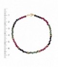 PULSERA ORO 1ª LEY BOLAS 3MM RUBI ZAFIRO AZUL ESMERALDA FINAS 18CM - 90581-0-9