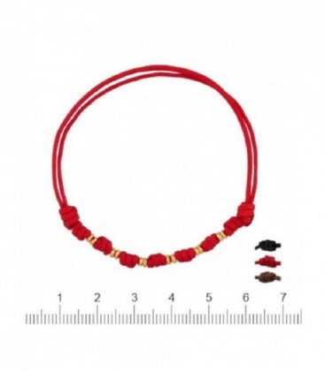 PULSERA 7NUDOS DONUTS ORO 1ª LEY NYLON ROJO - 90696-0-9