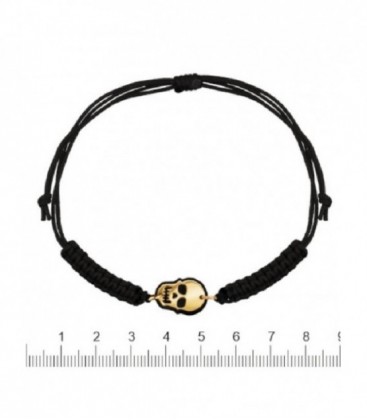 PULSERA ORO 1ª LEY CALAVERA NEGRA 14MM NYLON - 90729-1-9