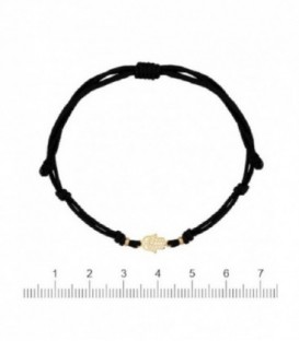 PULSERA ORO 1ª LEY MANO HAMSA MINI NYLON NEGRO - 90522-0-9