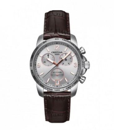 CERTINADS Podium Cronógrafo Reloj para hombre con esfera plateada - C0014171603701